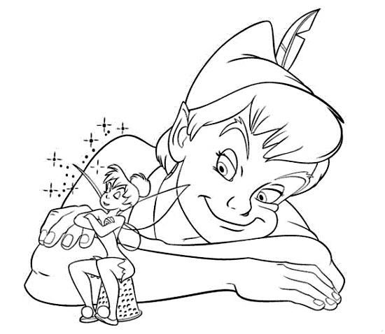 Peter pan and Tinkerbell coloring page
