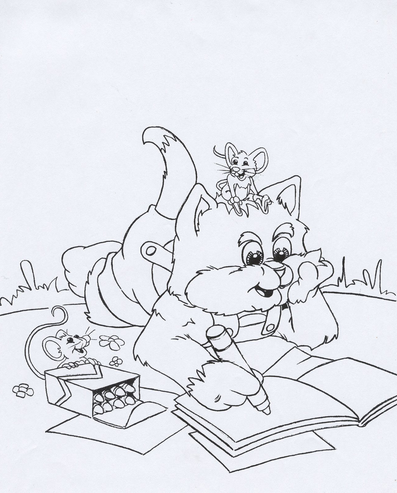 Disney Coloring Page Cat Mouse