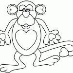 Heart Monkey coloring page