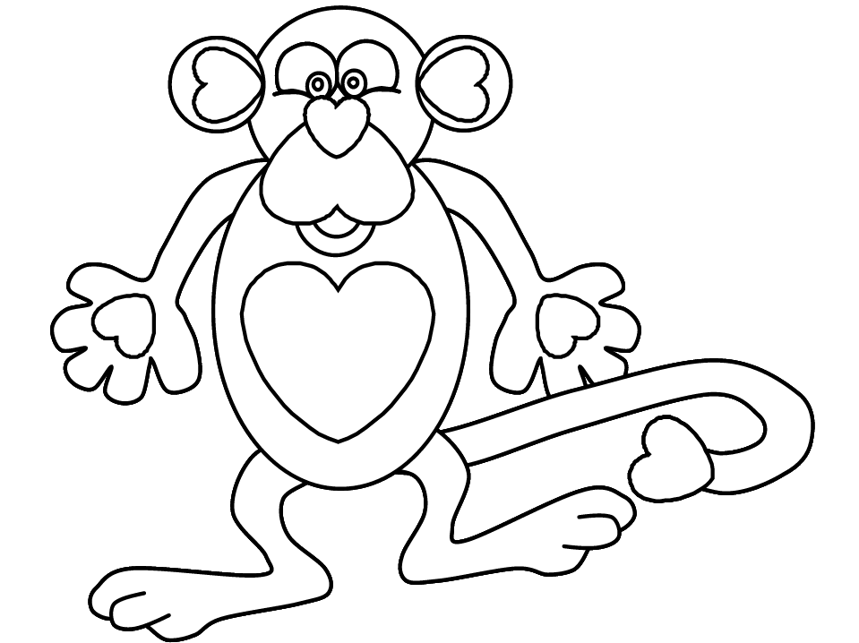 Heart Monkey coloring page, Disney coloring page