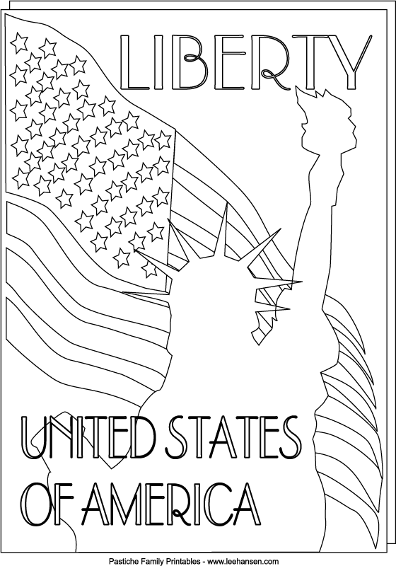 Liberty Flags Coloring Pages