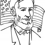Lincoln in front of American Flag Coloring page