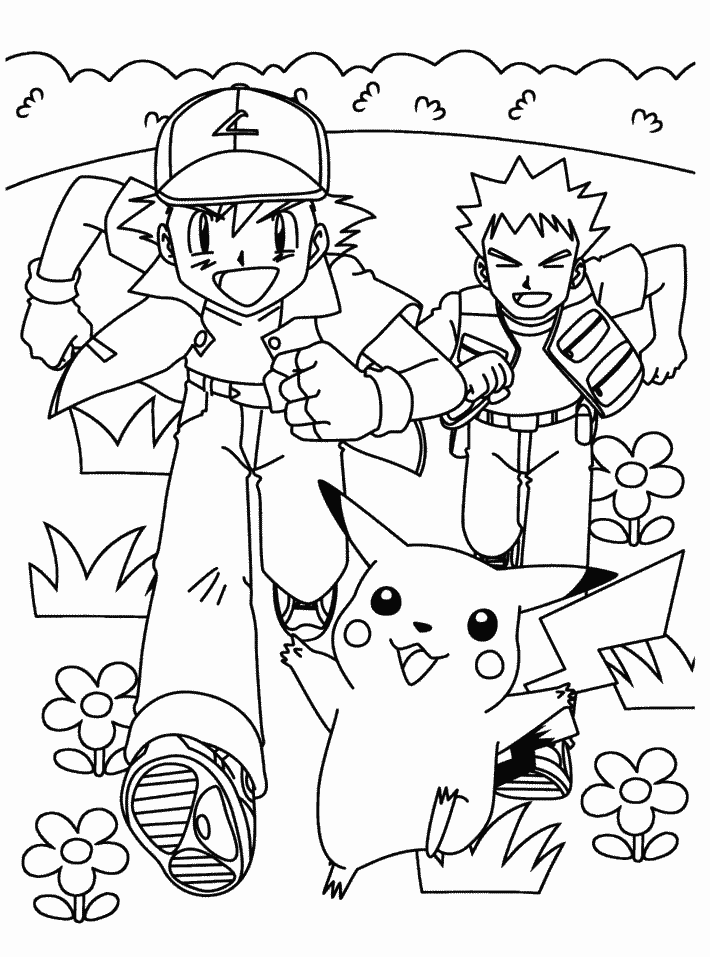 Pokemon ash brock coloring pages